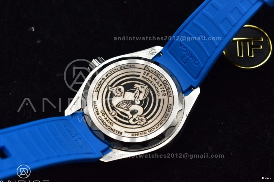 TF 1:1 6000M Dial Seamaster Black Deep Black Strap Ceramic Ultra A2824 Edition Bezel on Blue Rubber SS Best 0302